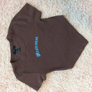 Forever 21 Westcoast Streetwear‎ Brown Cropped Tee Shirt Size S